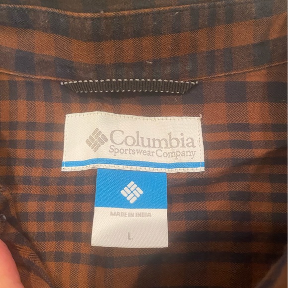 Columbia Men's Plaid Flannel Button Down Long Sleeve Shirt Large Brown - Picture 6 of 6